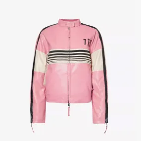 Y2K Striped Pink Biker Jacket
