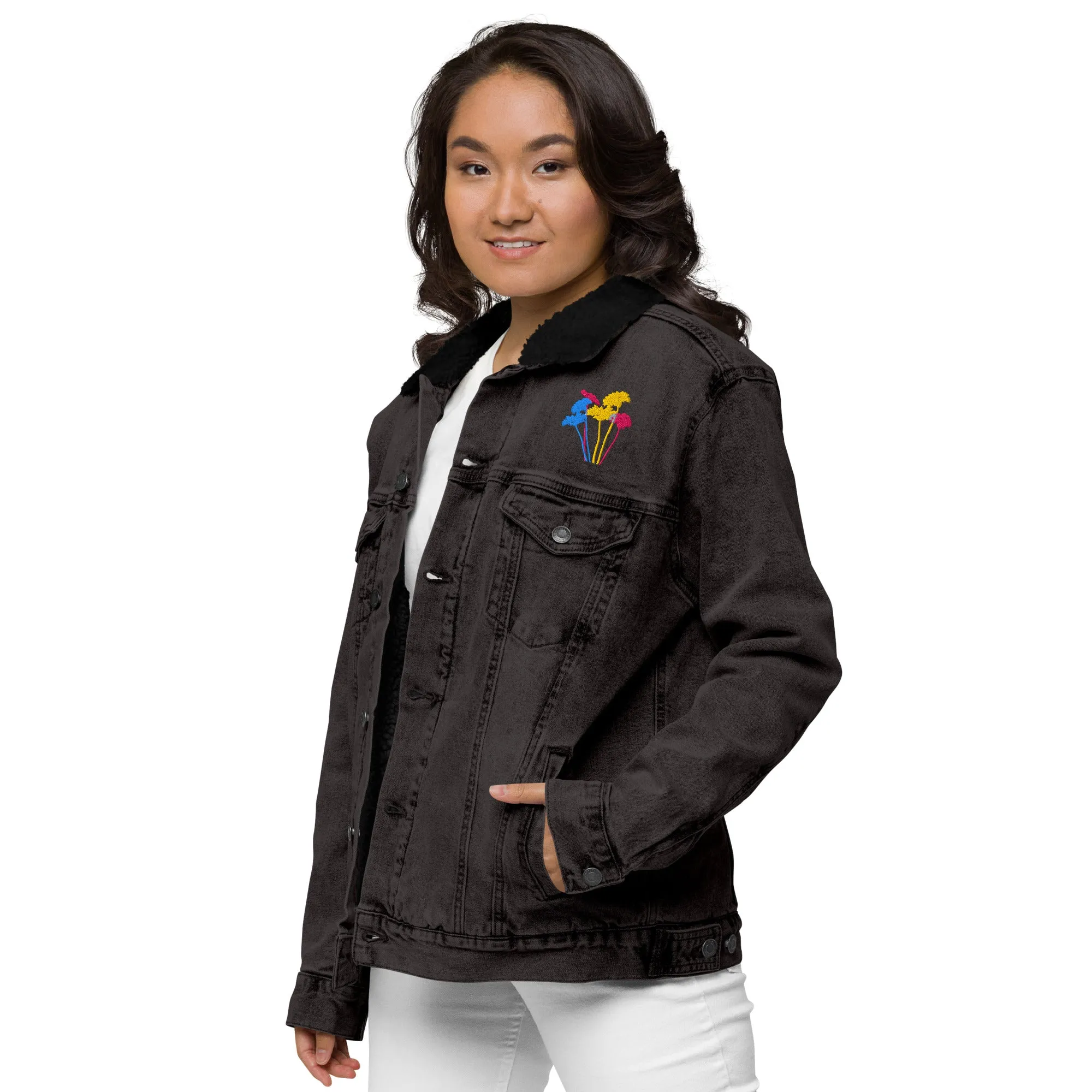 YOUR FLOWERS Unisex Denim Sherpa Jacket