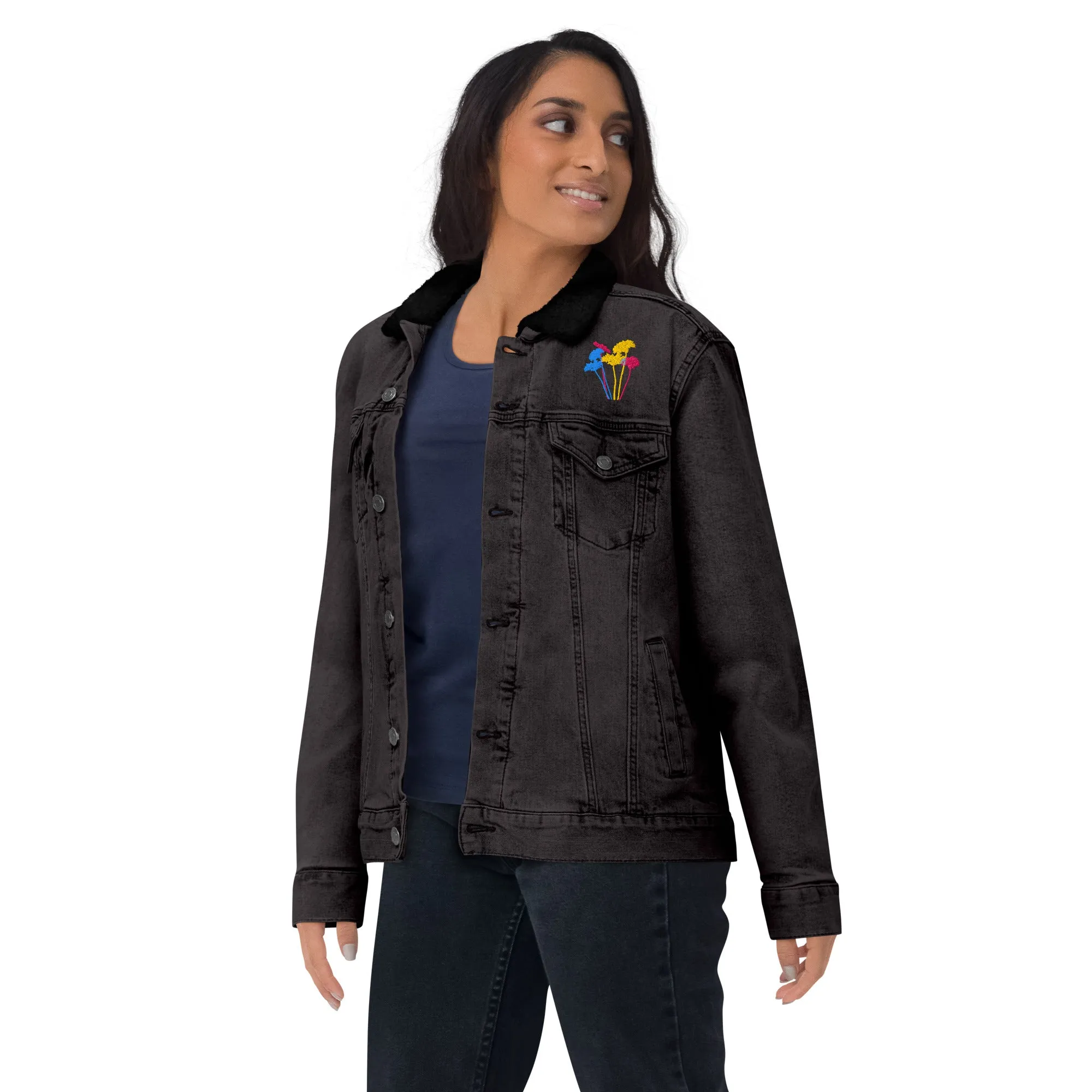 YOUR FLOWERS Unisex Denim Sherpa Jacket