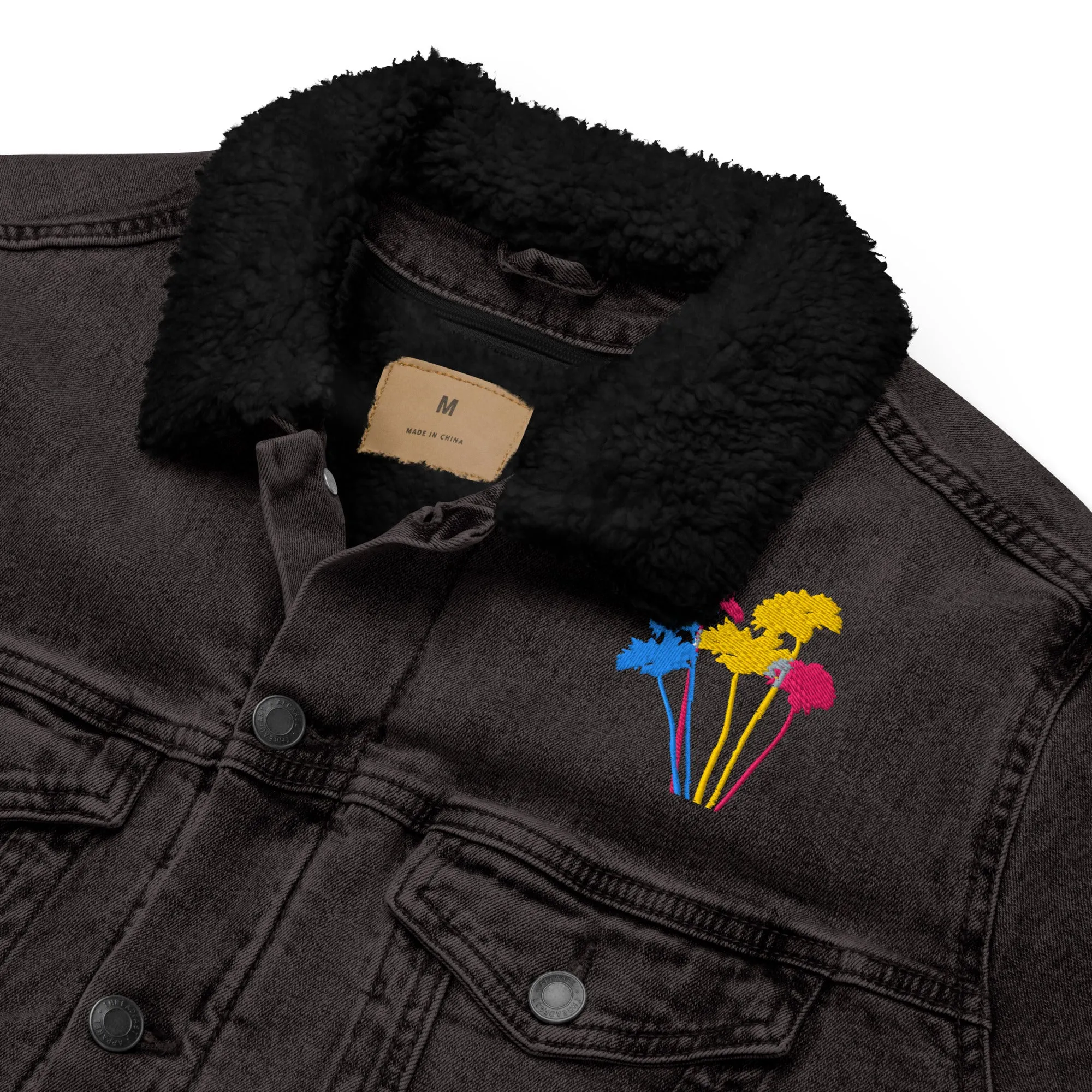 YOUR FLOWERS Unisex Denim Sherpa Jacket