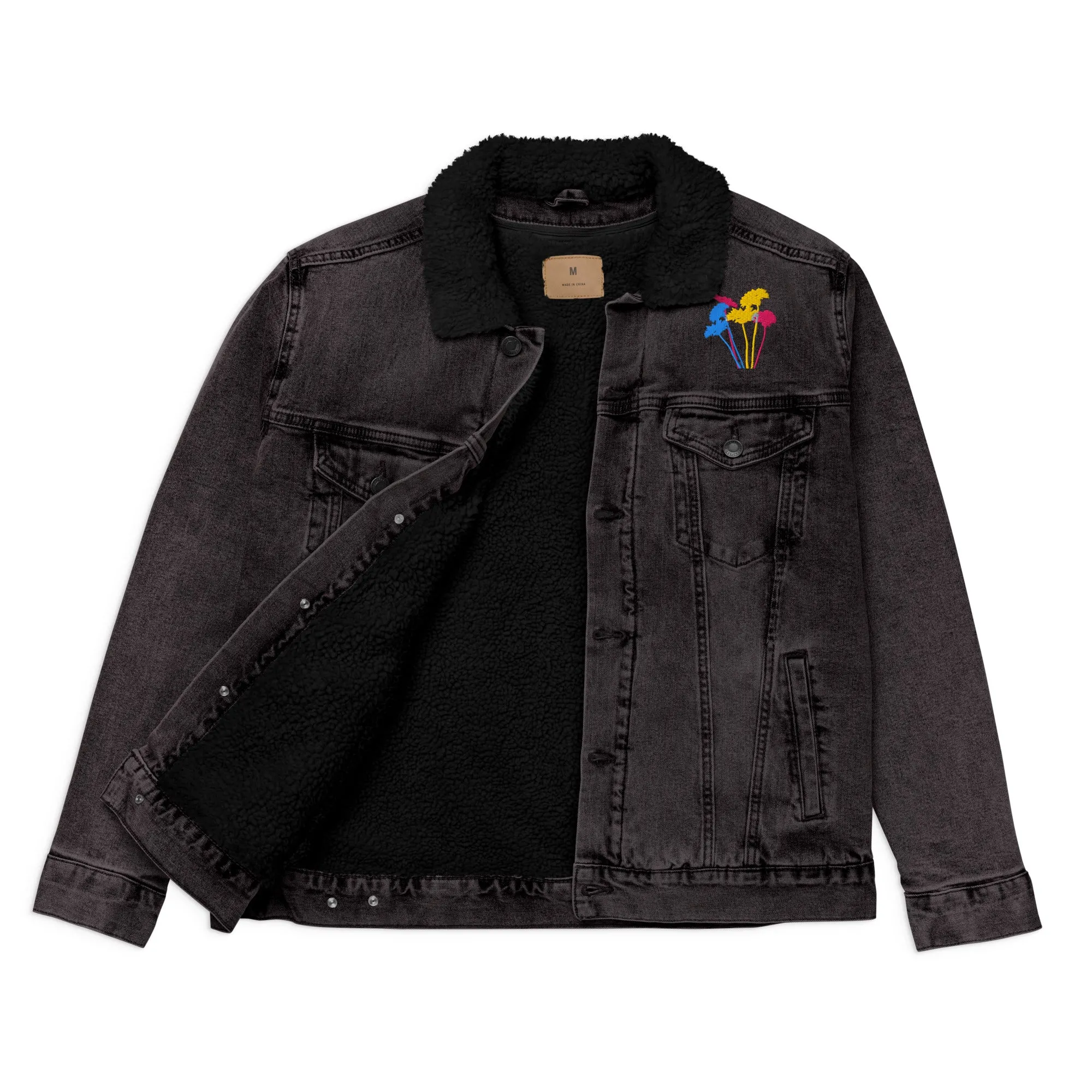 YOUR FLOWERS Unisex Denim Sherpa Jacket