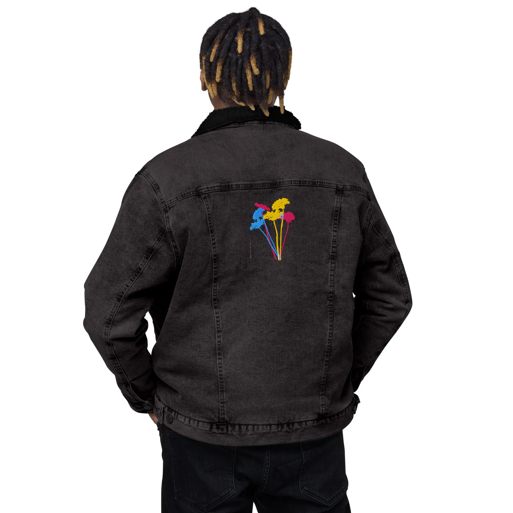 YOUR FLOWERS Unisex Denim Sherpa Jacket