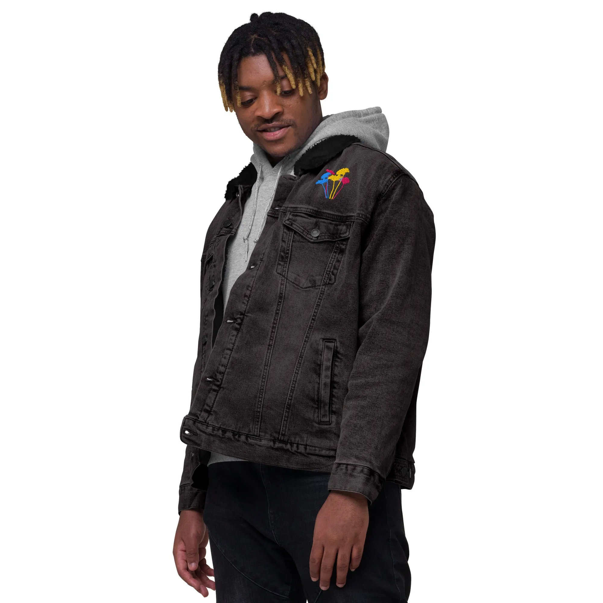 YOUR FLOWERS Unisex Denim Sherpa Jacket