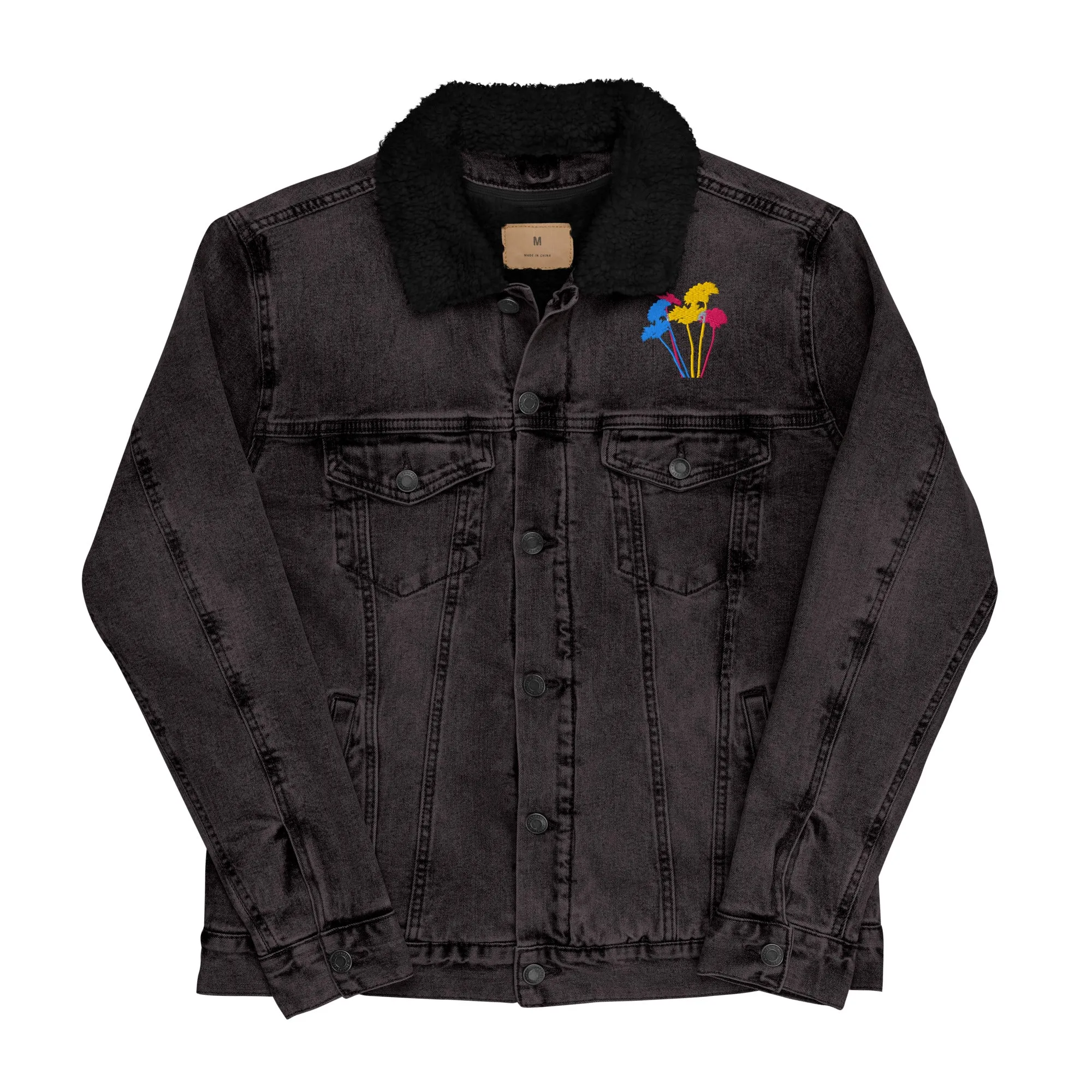 YOUR FLOWERS Unisex Denim Sherpa Jacket