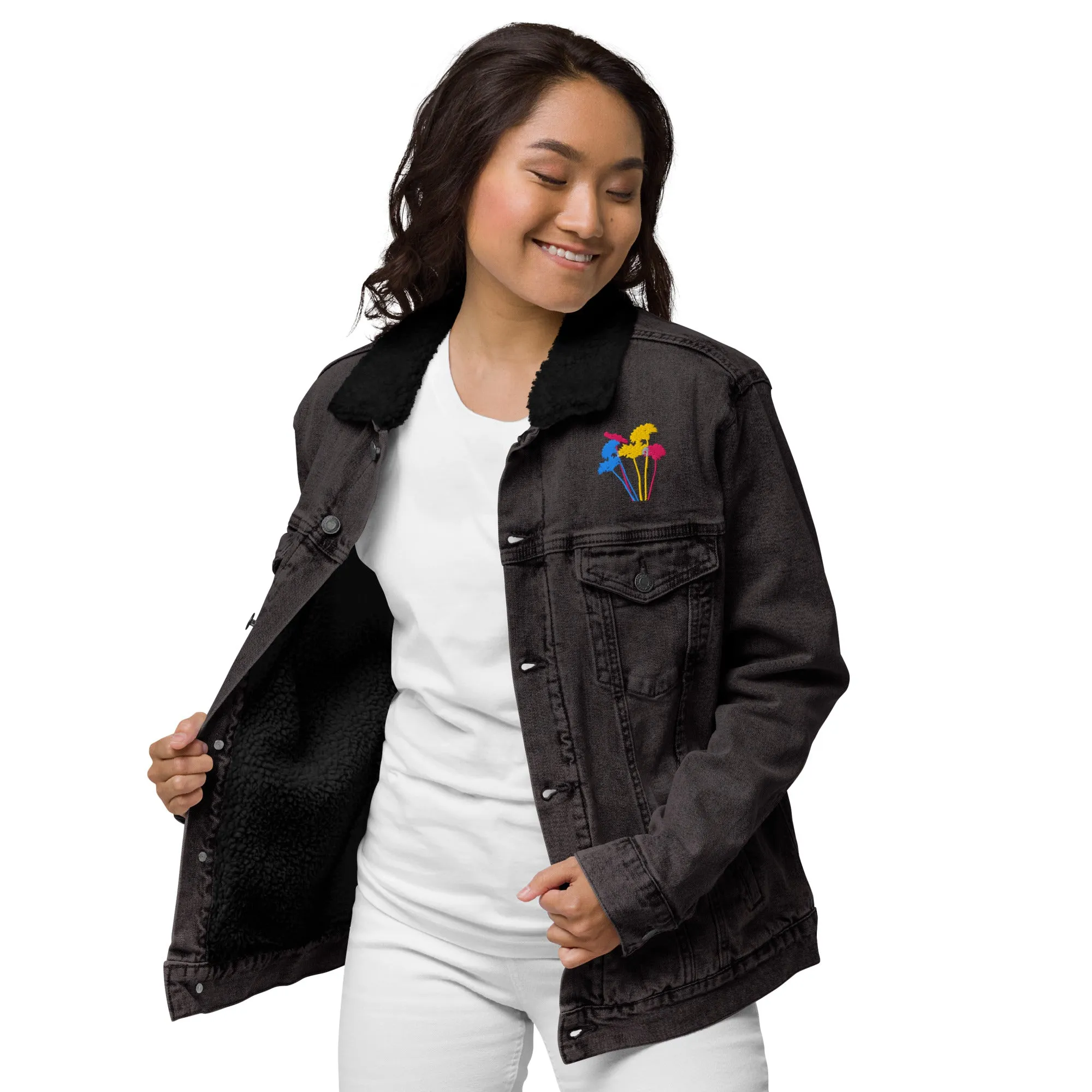 YOUR FLOWERS Unisex Denim Sherpa Jacket