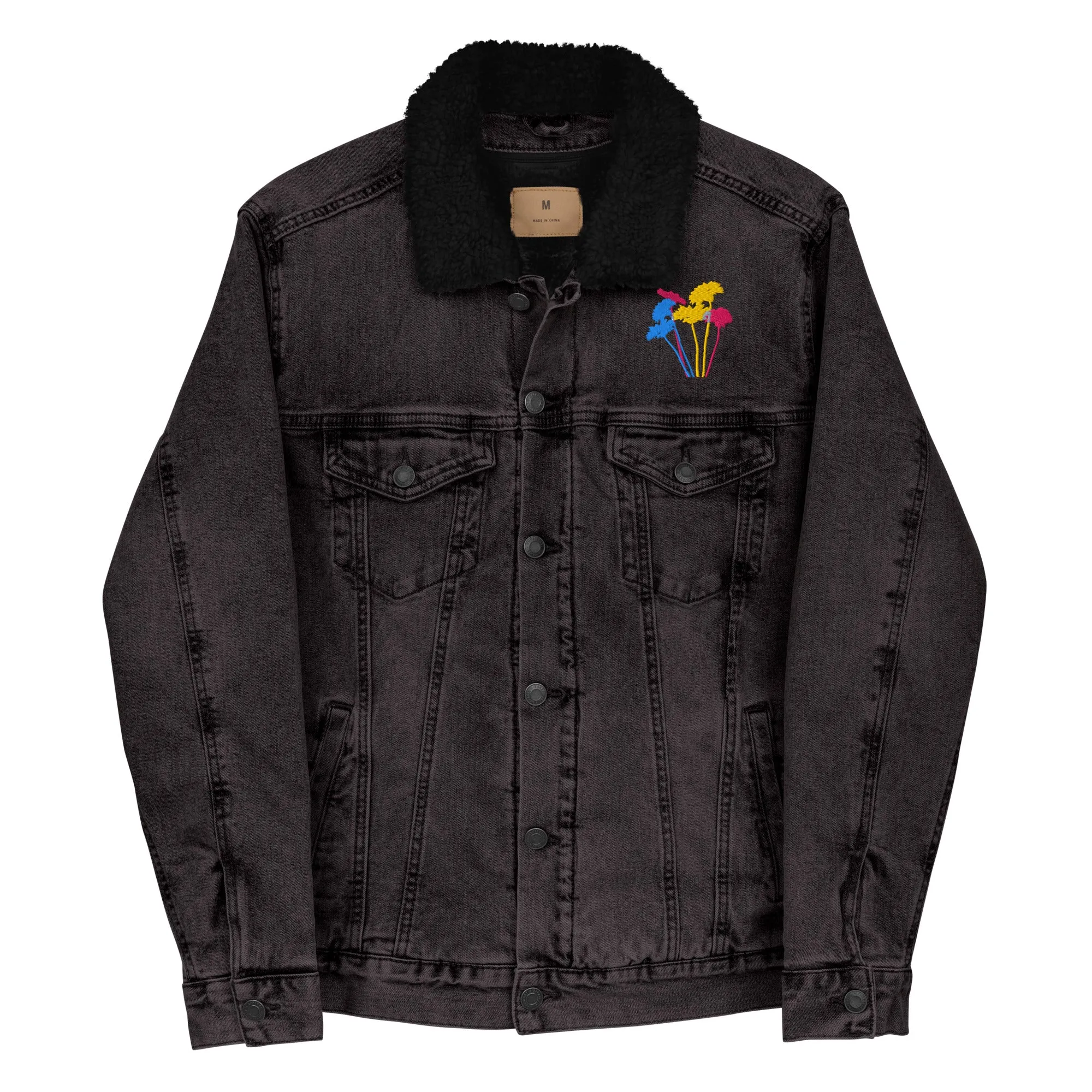 YOUR FLOWERS Unisex Denim Sherpa Jacket