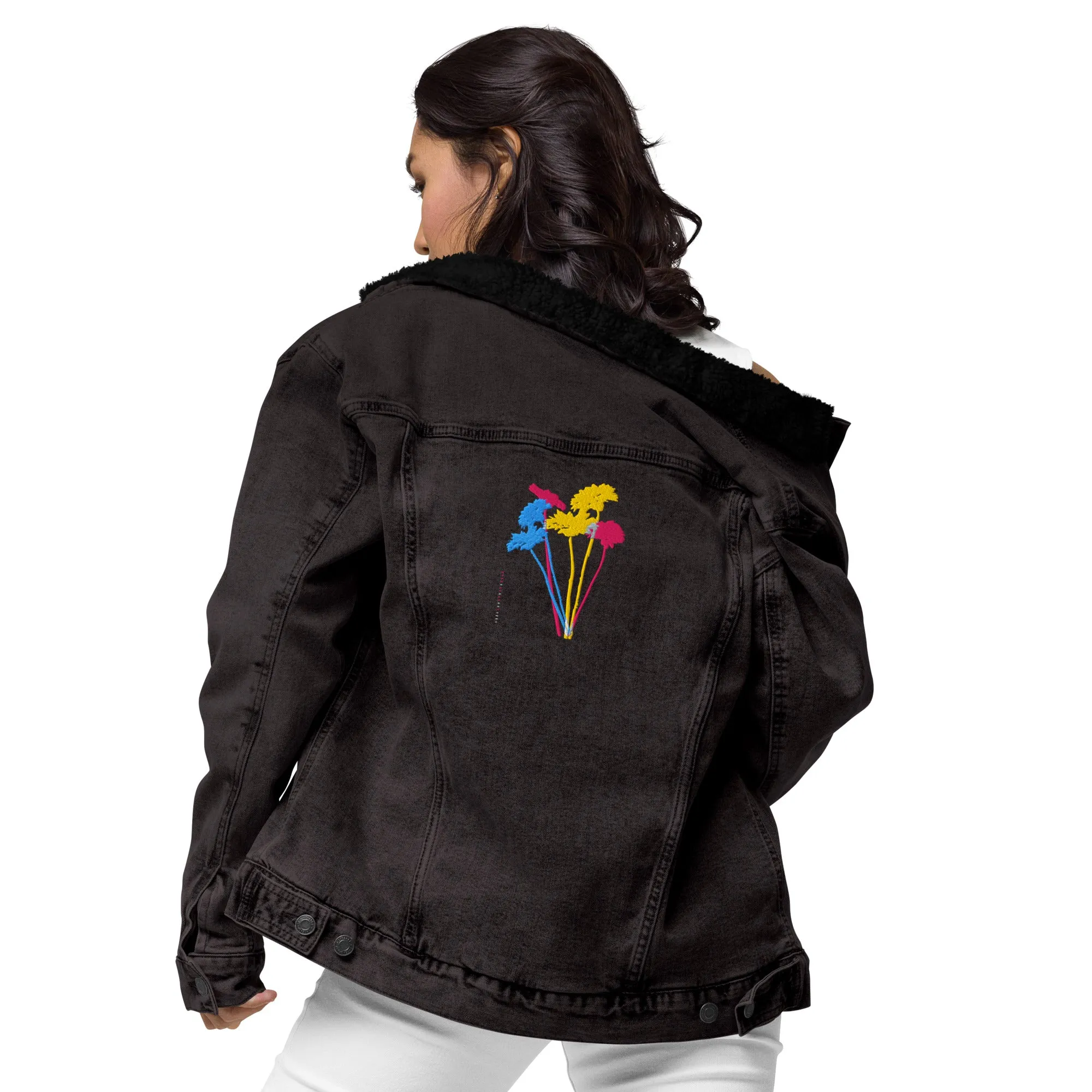 YOUR FLOWERS Unisex Denim Sherpa Jacket