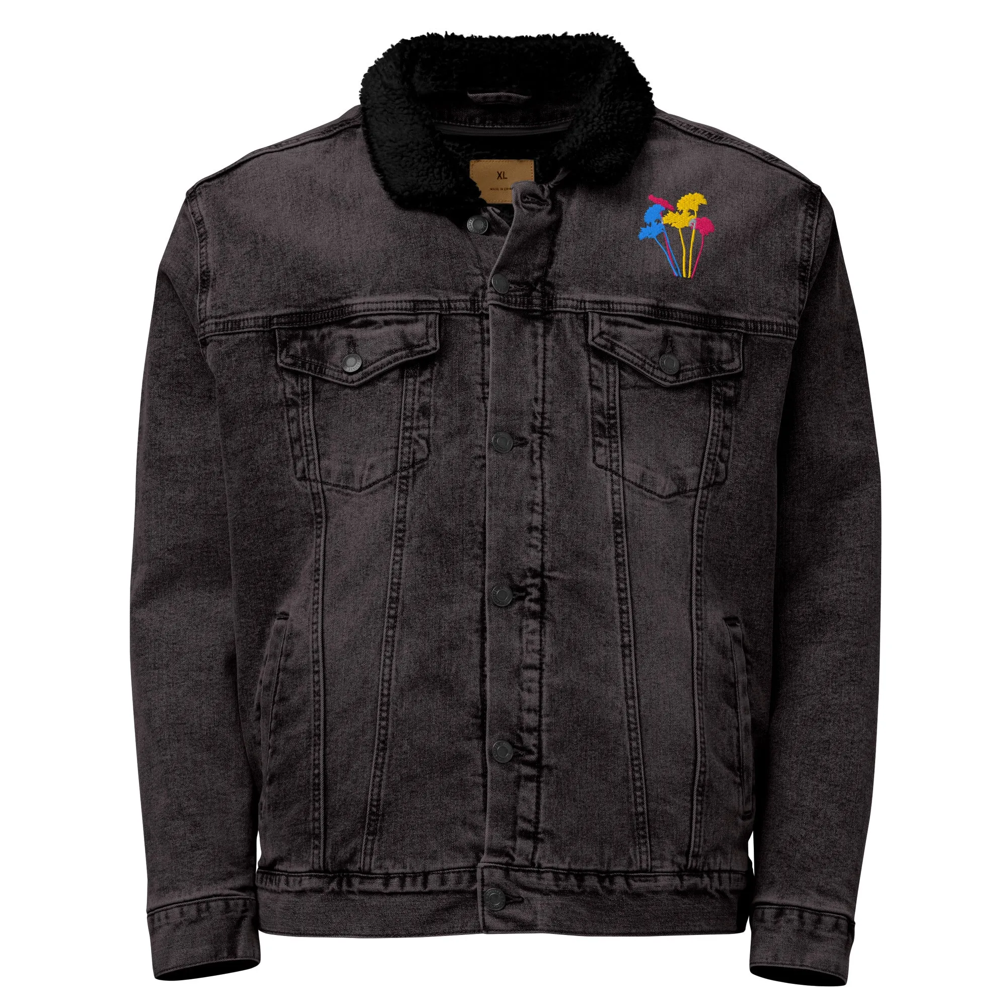 YOUR FLOWERS Unisex Denim Sherpa Jacket