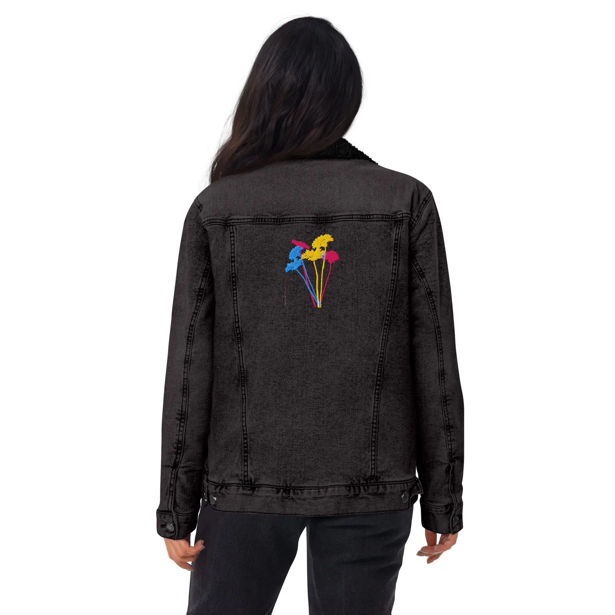 YOUR FLOWERS Unisex Denim Sherpa Jacket