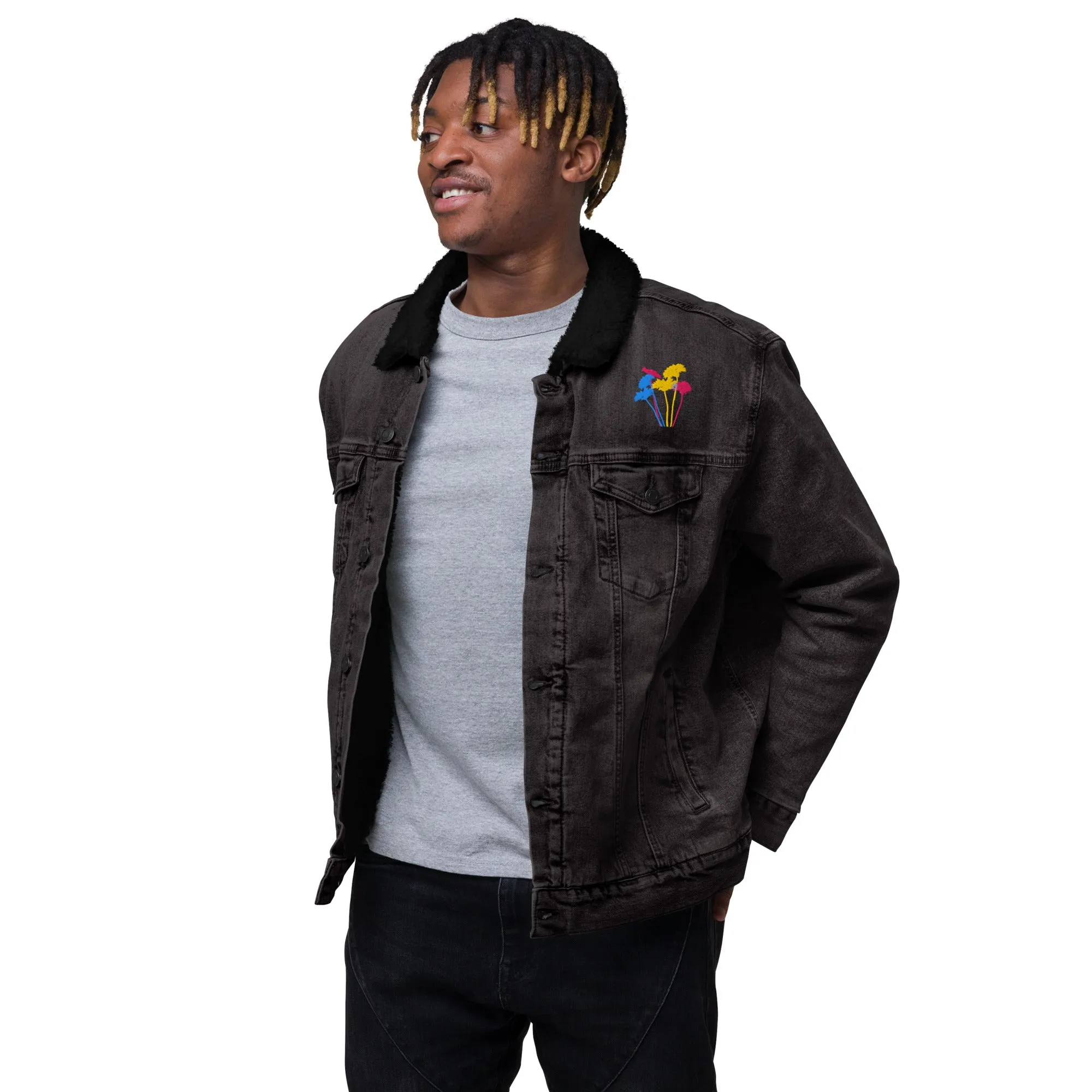 YOUR FLOWERS Unisex Denim Sherpa Jacket